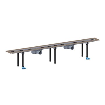 Gouttière de douche en acier inoxydable, remarquablement plate, pour installation à plat, avec 2 raccords DN50, kit de montage e