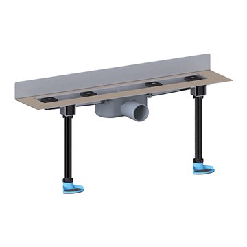Gouttière de douche en acier inoxydable, remarquablement plate, avec cadre pour montage encastré, raccord DN50, kit de montage e