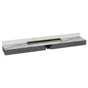 Gouttière de douche "Primus blue" avec élément d'installation EPS, avec cadre en acier inoxydable (laiton mat) Cadre en acier in