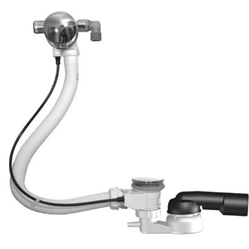 Colonne de bain automatique, entrée d'eau 3/4' intégrée, siphon HL500-6/4', câble Bowden 80cm, parties visibles chromées
