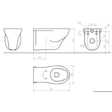 Les toilettes suspendues de la série EASY, modèle 10276