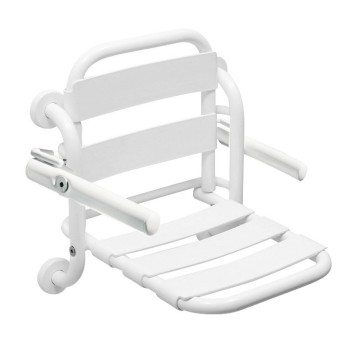 Le siège de douche pliant avec dossier et accoudoirs de la série EASY, modèle 12008/1V