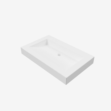 Plan de toilette en SOLID SURFACE avec vasque à glissière blanc mat