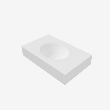 Plan de toilette avec vasque ovale en SOLID SURFACE blanc mat