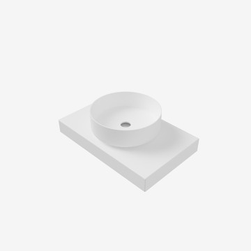 Plan de toilette en SOLID SURFACE avec plan vasque cylindrique